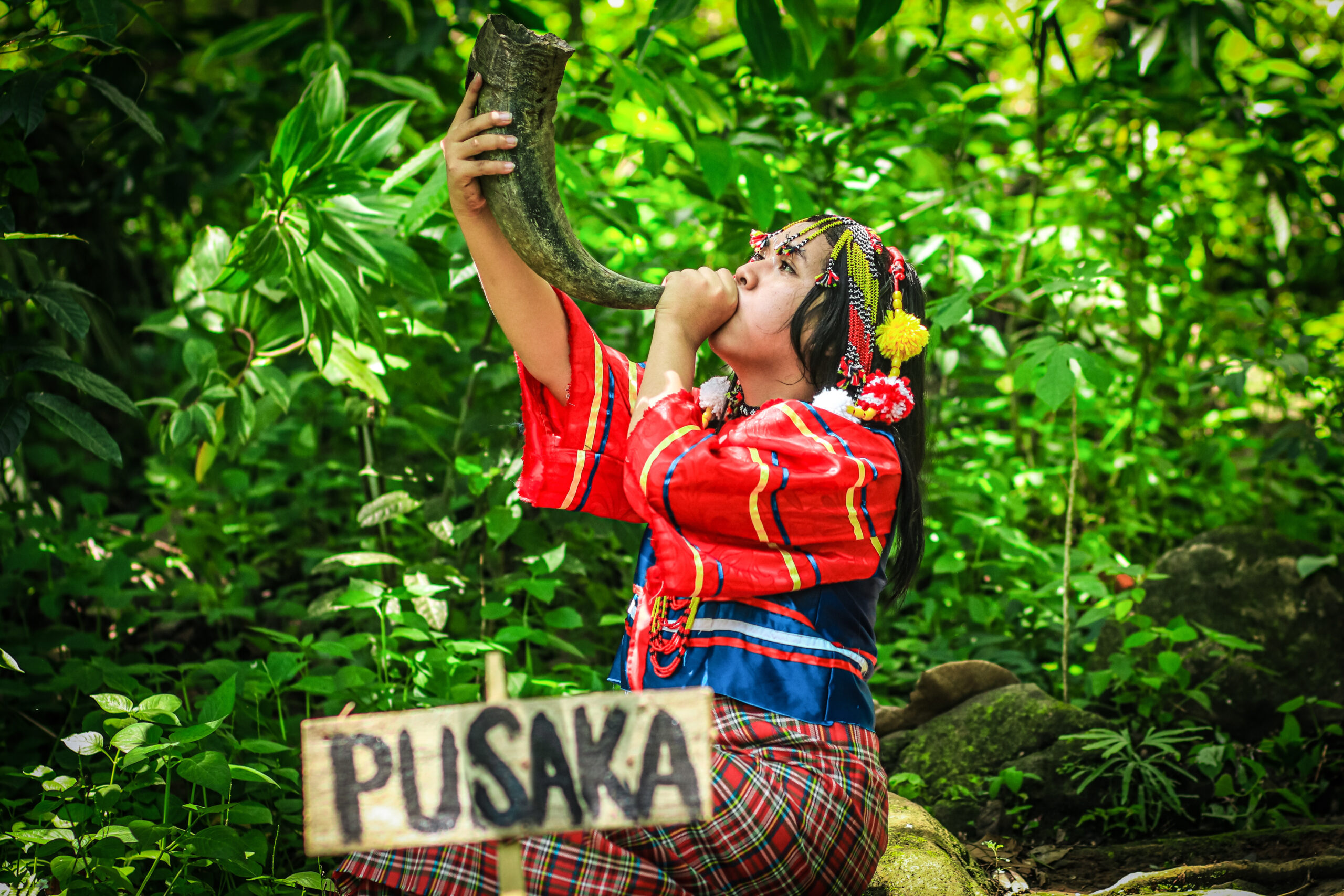Joven indigena de la tribu Obu Manuvu de Indonesia sosteniendo un cuerno para llamar a Pusaka, es espíritu del bosque.
Ganadores del Concurso de Fotografía “Soluciones Innovadoras de Pueblos Indígenas”.
Nombre de la fotografía: Pusaka. Autor: Prince Loyd C. Besorio